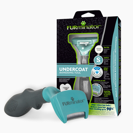 Дешеддер FURminator S39 мм для маленьких кошек c короткой шерстью голубой