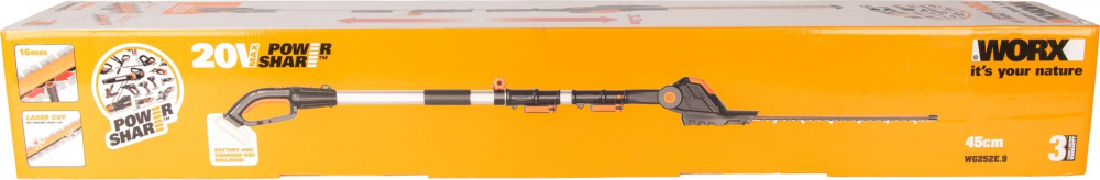 Ножницы-кусторез аккумуляторные Worx WG252E.9 без АКБ и ЗУ с телескопической штангой WG252E.9