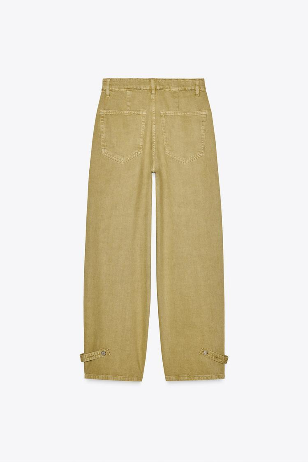 ZARA ДЖИНСЫ ОБЪЕМНОГО КРОЯ С ХЛЯСТИКАМИ, СВЕТЛО-ОЛИВКОВЫЙ