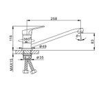 Смеситель для кухни 35к F4913 FRAP (плоский пов. излив, п/гайку, хром, латунь)