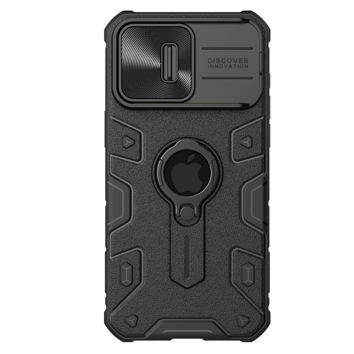 Чехол противоударный от Nillkin для смартфона iPhone 15 Pro Max, CamShield Armor Case, с кольцом и металлической защитной шторкой для камеры