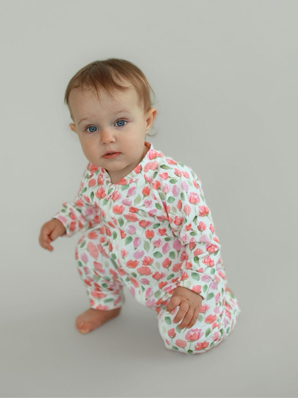 Комбинезон растущий "Тюльпаны", Крем