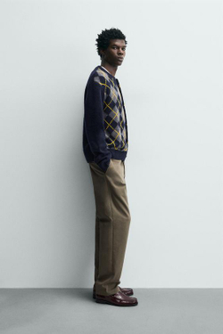 ZARA БРЮКИ STRAIGHT FIT ИЗ РЕЛЬЕФНОЙ ТКАНИ, РЫЖЕВАТО-КОРИЧНЕВЫЙ