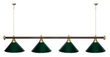 Лампа STARTBILLIARDS 4 пл. (плафоны хром,штанга зеленая,фурнитура золото)