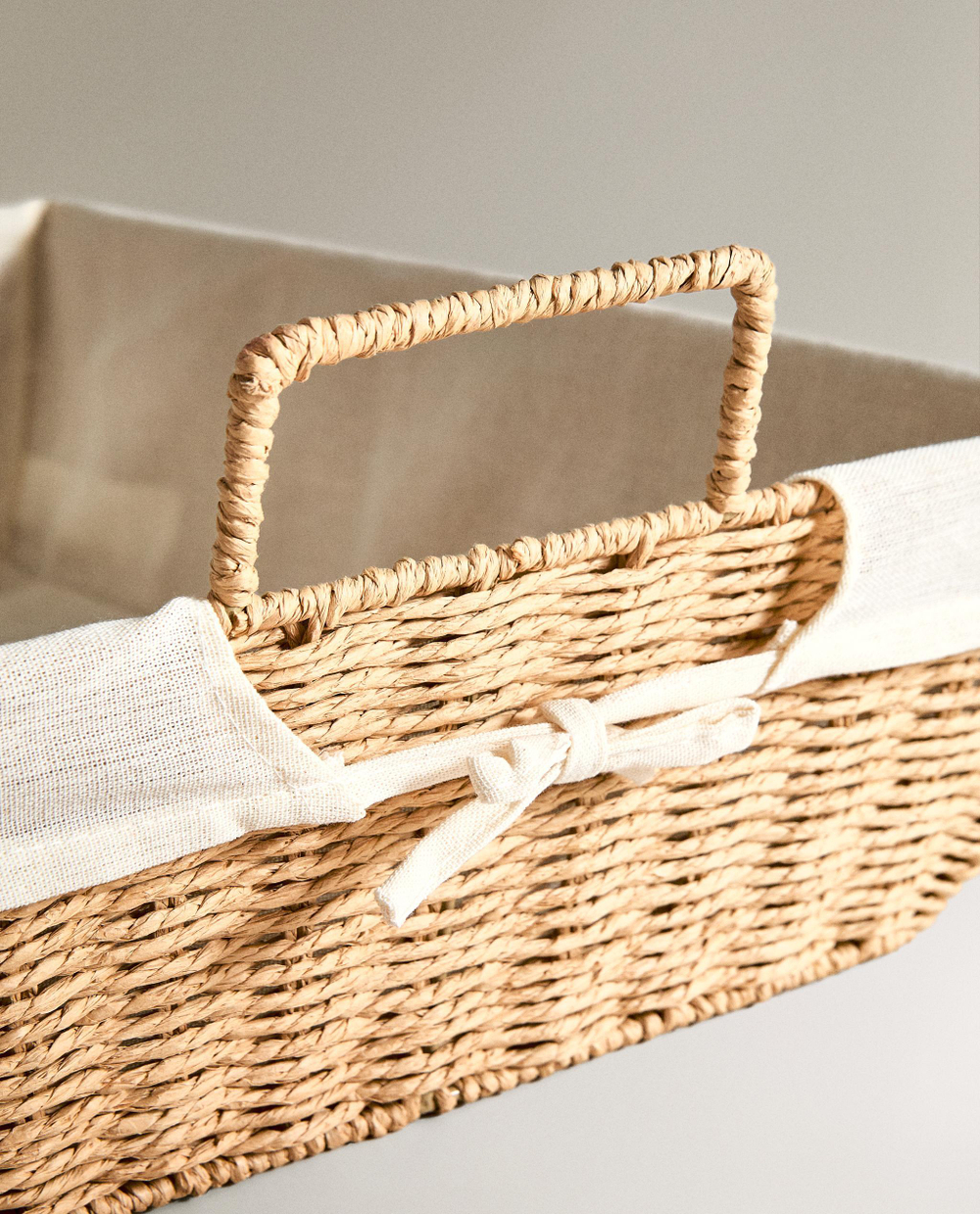 Zara Home Корзина из плетёной бумаги, цвет бежевый, 58 см
