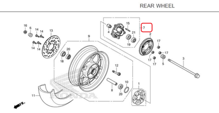 42615-K26-B10. FLANGE SUB ASSY., FINAL DRIVEN. Honda Monkey125