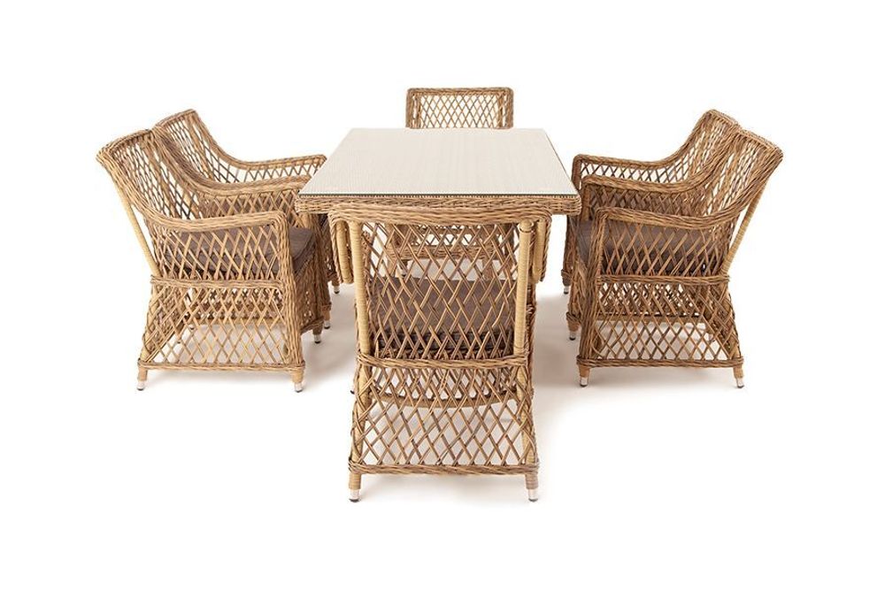 "Латте" обеденная группа плетеная, цвет соломенный