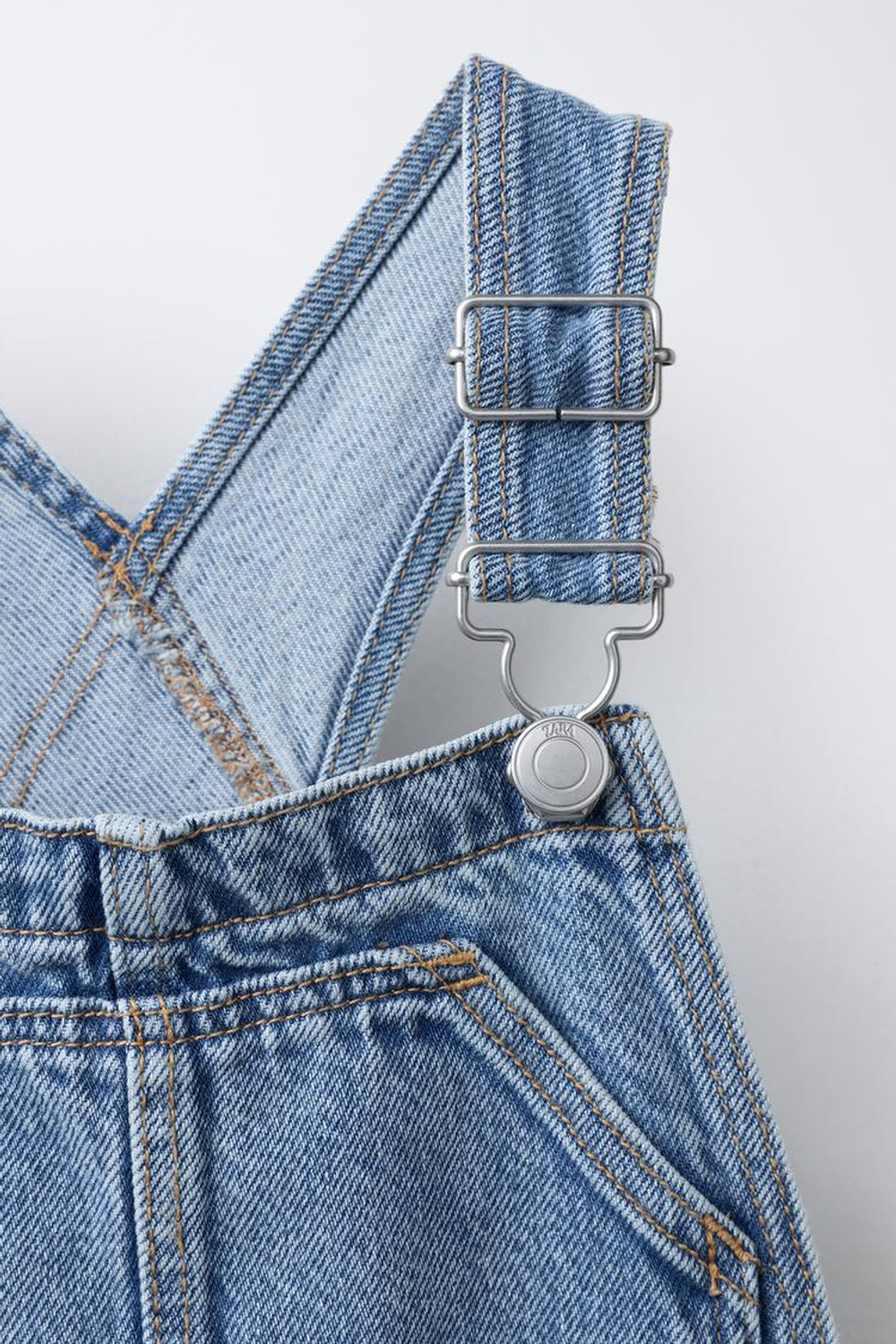 ZARA ДЛИННЫЙ ДЖИНСОВЫЙ КОМБИНЕЗОН, ГОЛУБОЙ