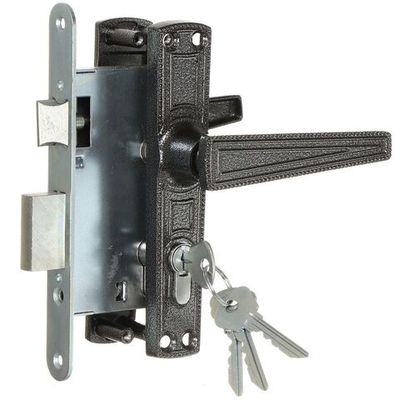 Замок врезной Зенит, Омега ЗВ7.01, 00-00000596, ручка в комплект, цилиндровый, серебро