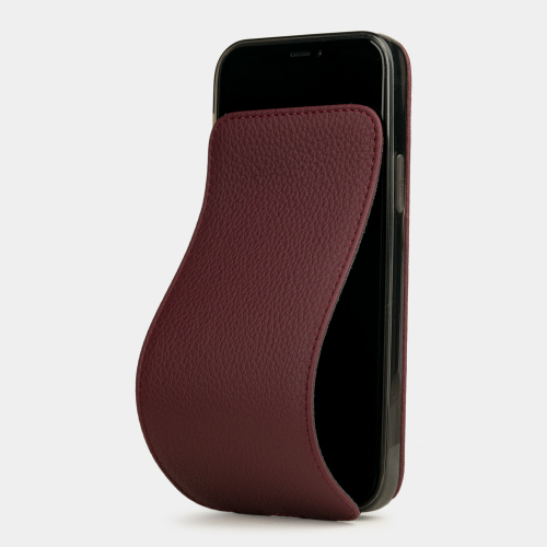 Чехол для iPhone 12 Mini из натуральной кожи теленка, бордового цвета