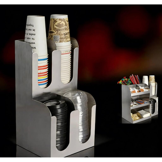 Станция диспенсер для кофейных аксессуаров 20*20*40 см нерж. P.L. Barbossa