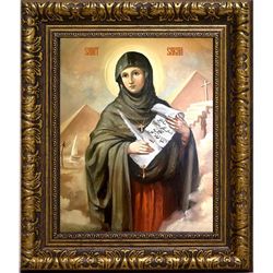 Сарра Ливийская, Египетская, дева, преподобная отшельница. Икона на холсте.