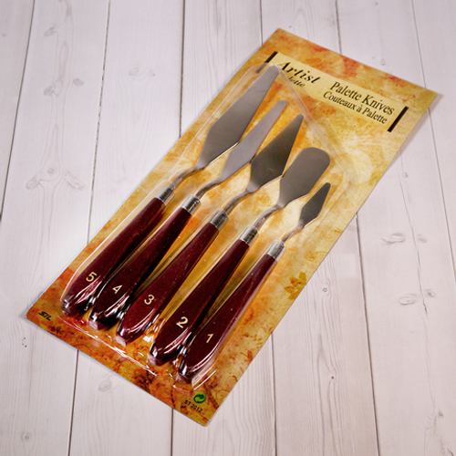 Набор лопаток (шпатулетки) мастихины с пластиковой ручкой, 5 шт