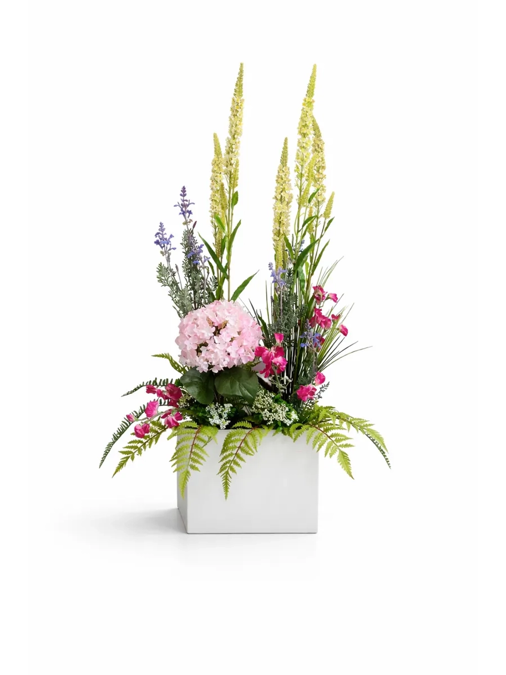 Напольная композиция из искусственных растений и цветов