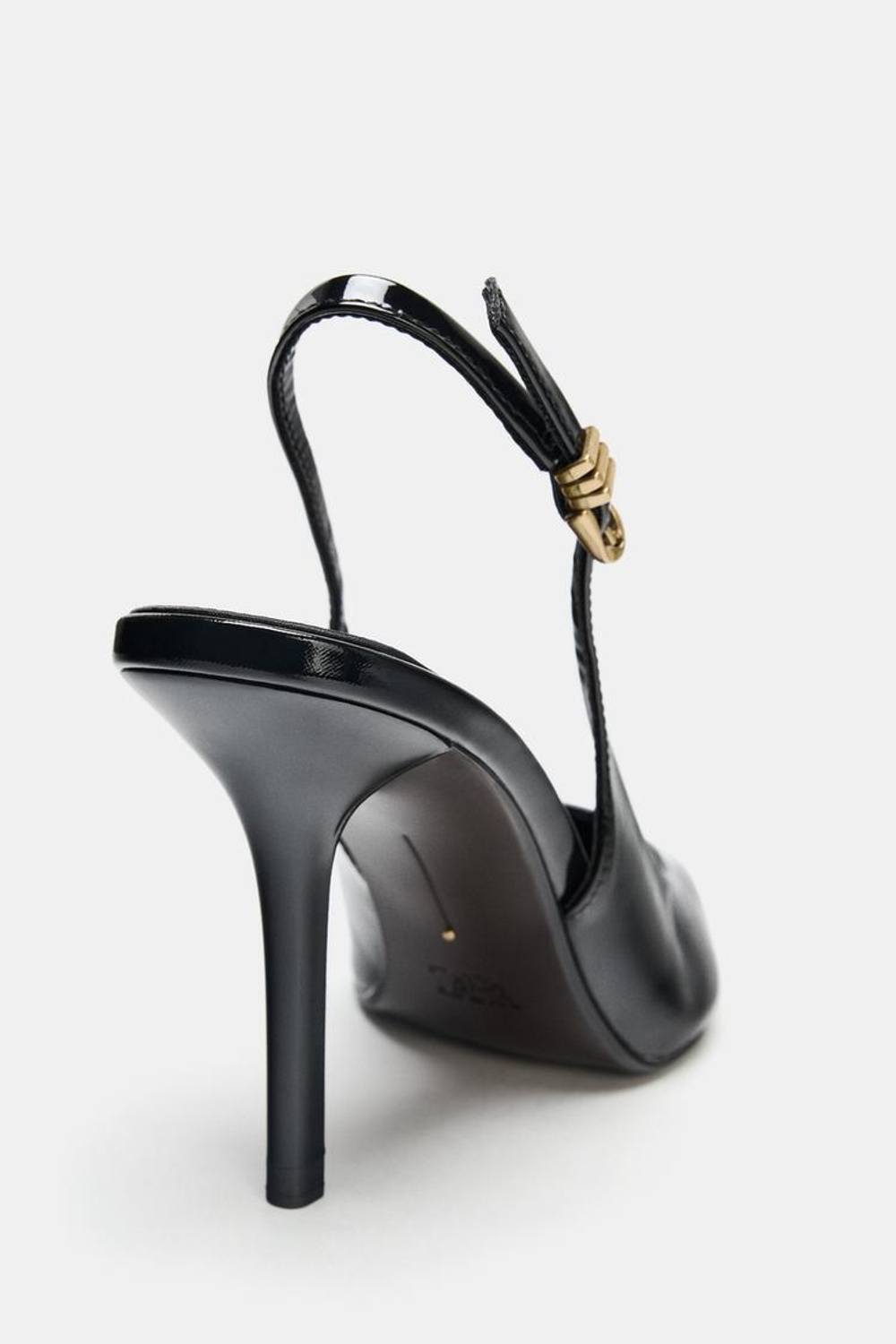 ZARA ТУФЛИ НА КАБЛУКЕ С МЕТАЛЛИЧЕСКОЙ ПРЯЖКОЙ, ЧЕРНЫЙ