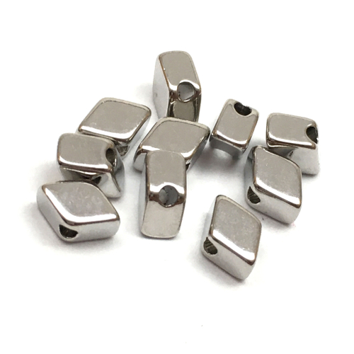 Бусины зеркальные "Ромб" 7х5 мм, родий