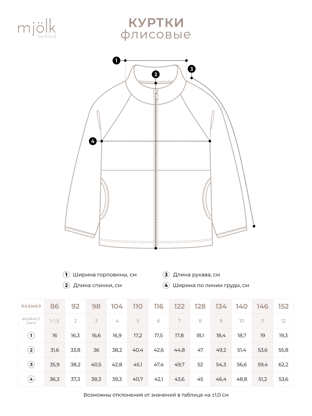 Флисовая куртка на молнии Mjölk Beige