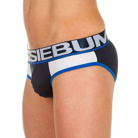 Трусы мужские брифы темно-синие с белыми вставками по бокам AussieBum