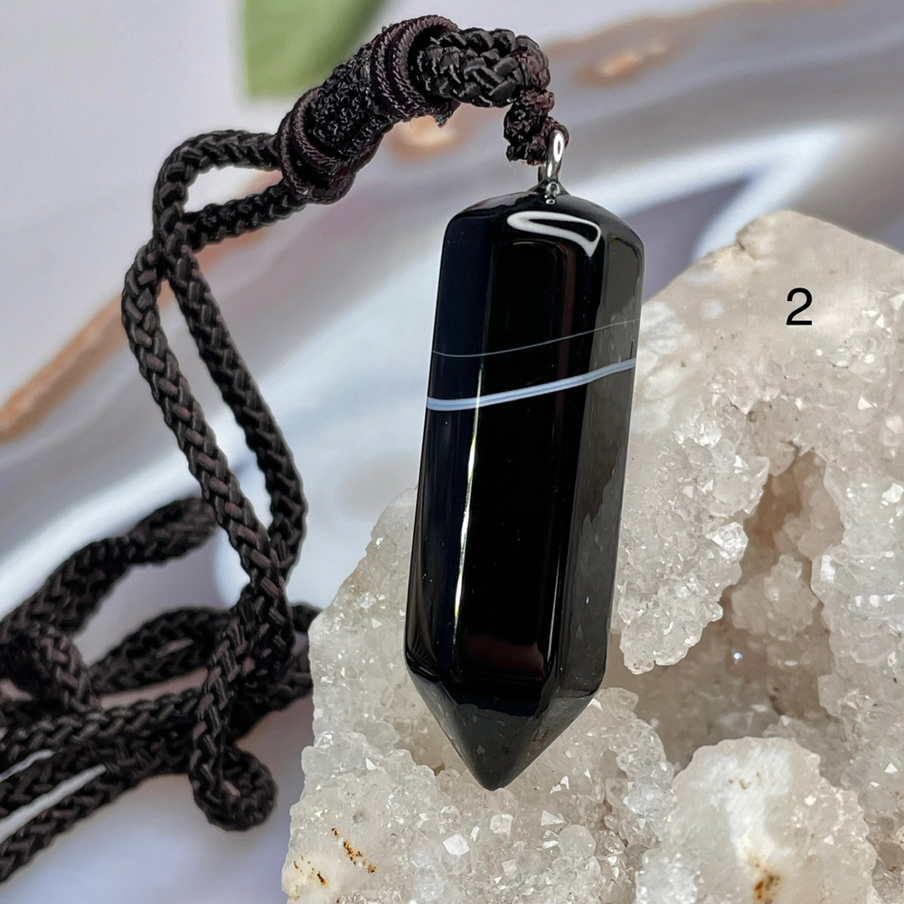 54069  Агат черный Кулон Кристалл 45мм