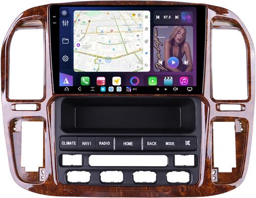 Магнитола для Toyota Land Cruiser 100, Lexus LX470 1998-2002 (климат на ШГУ, рамка дерево) - FarCar S500-TS20 монитор 9.5" 2K QLED на Android 14, Быстрейшая, CarPlay, 4G SIM-слот