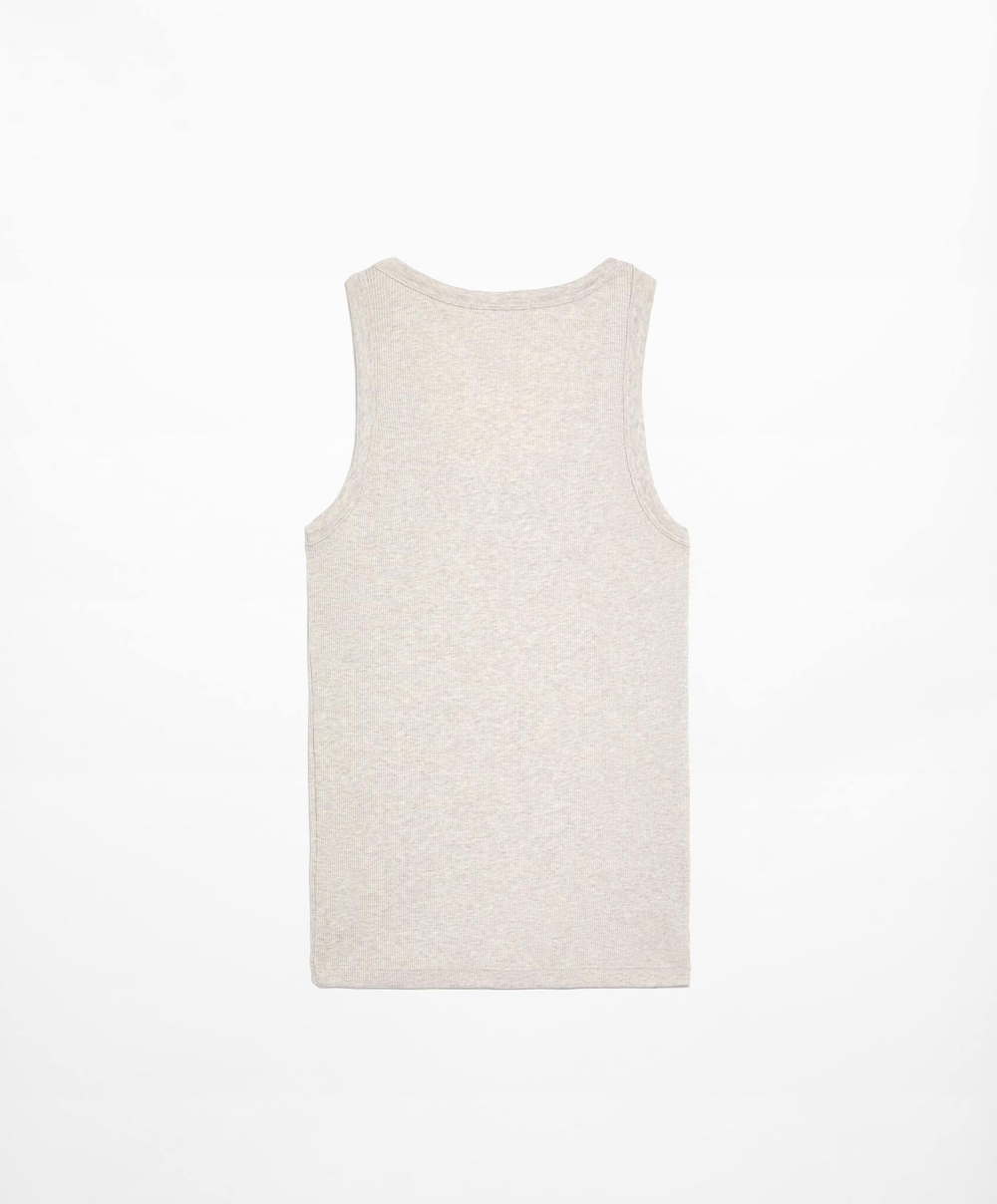 Oysho Топ на бретелях в рубчик, песочный меланж