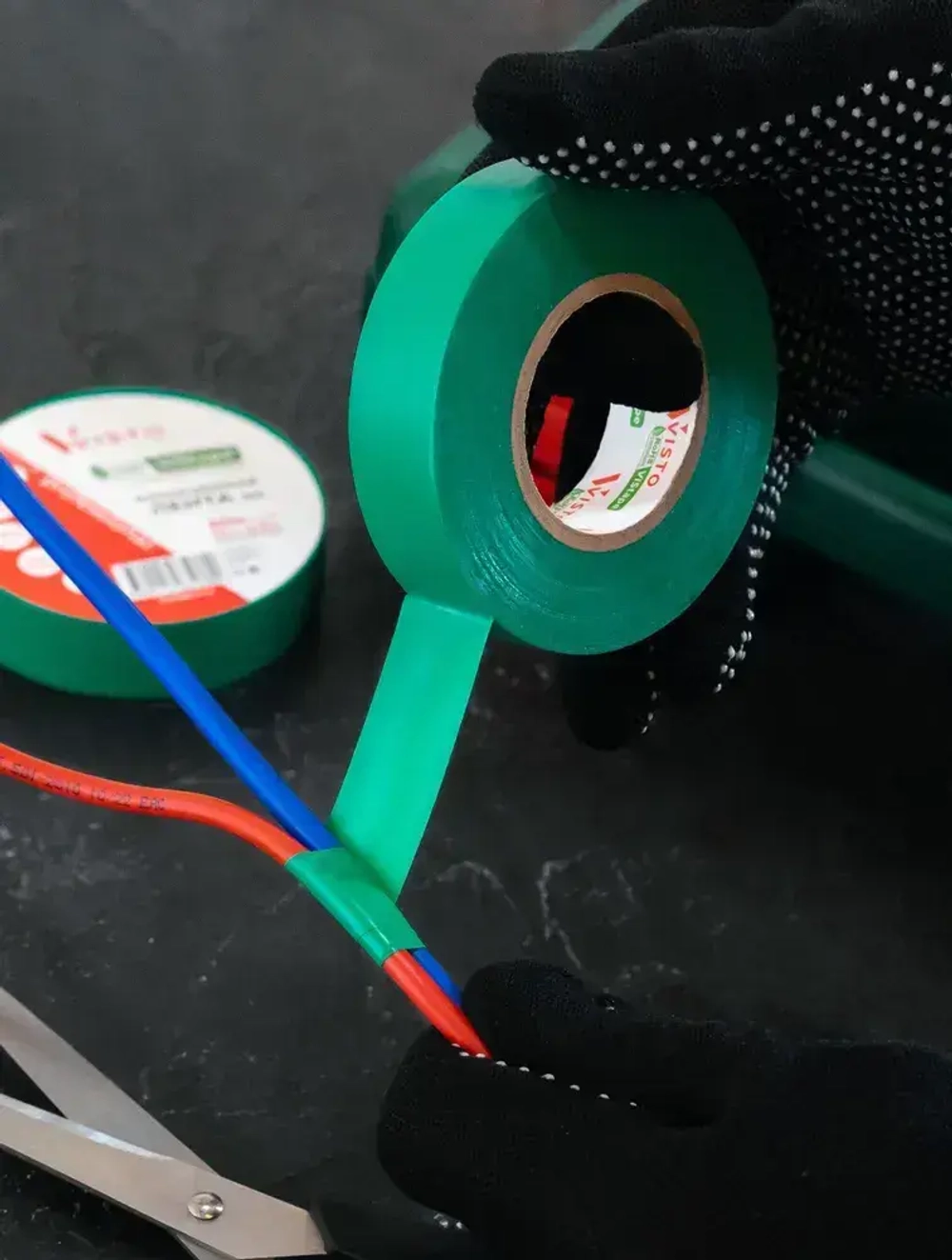 Изоляционная лента Изолента VISTO 19 мм 20 м 150 мкм, висто зеленая, профессиональная, 1 шт.