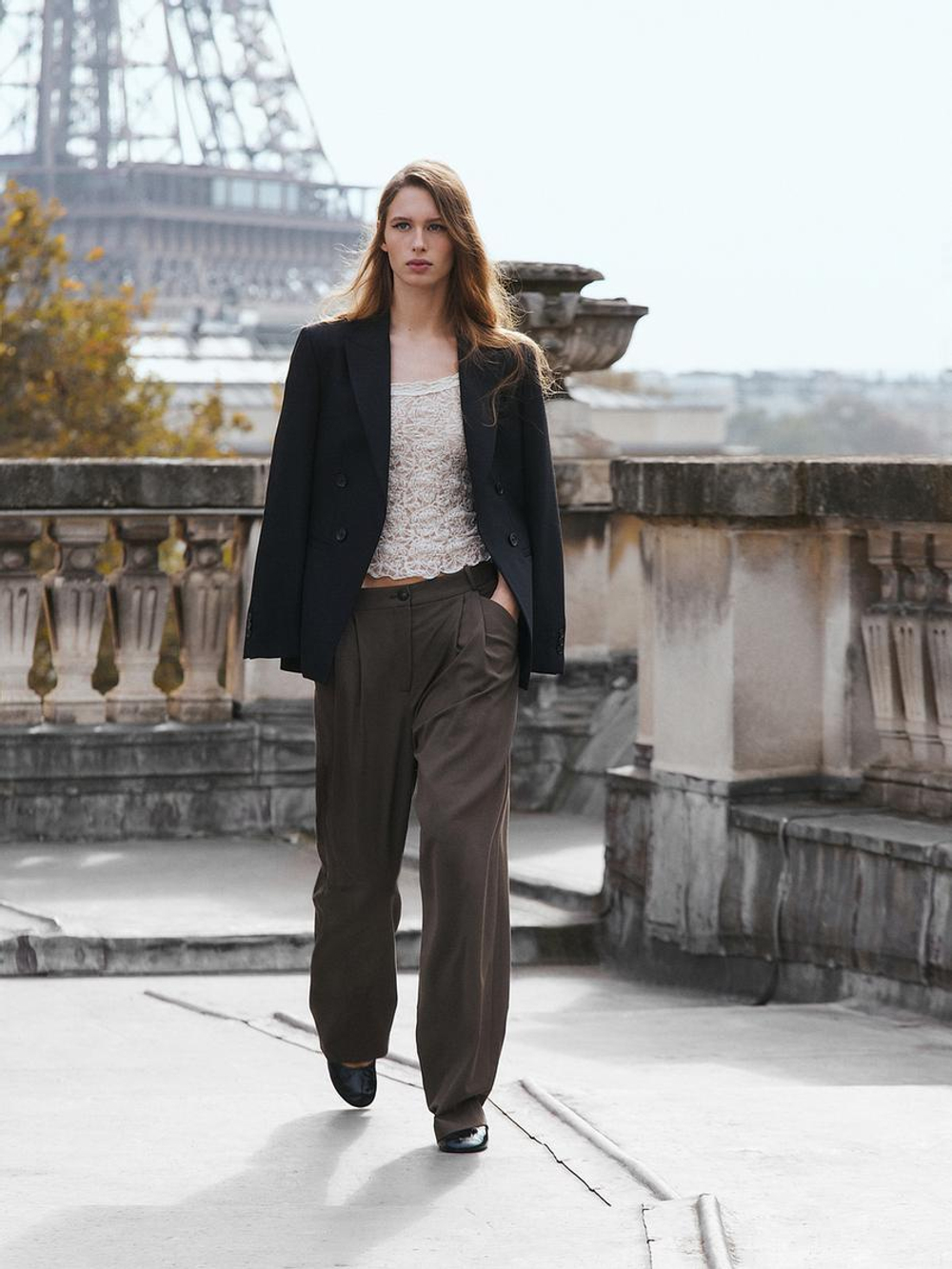 Massimo Dutti Топ на бретелях, натуральный, кремовый