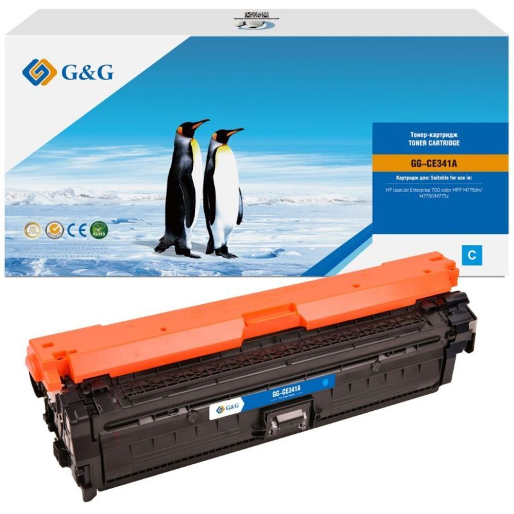 Картридж G&amp;G аналог HP CE341A (651A) для CLJ M775, с чипом (16000стр.), голубой