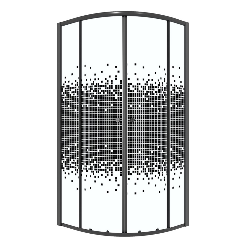 Душевое ограждение Niagara Eco NG-1003-14BLACK (80х80х190) четверть круга,раздвижное,черный,стекло мозаика,1 место