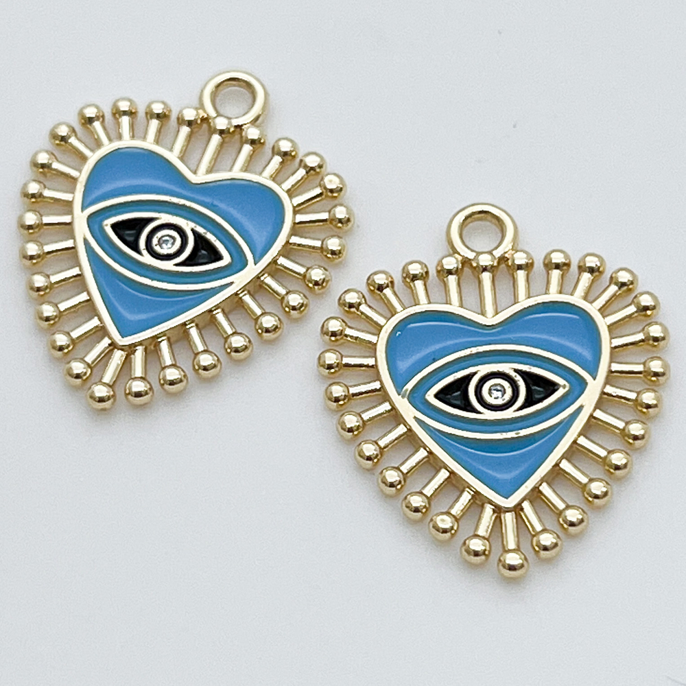 Подвеска Глаз, цвет голубой+золото, размер 24*20 мм, цена за 1 шт