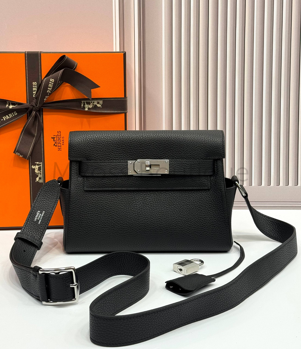 Черная сумка Hermes Kelly Messenger PM