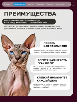 Корм сухой для взрослых стерилизованных кошек породы Канадский сфинкс, полнорационный комплекс, с индейкой, 2 кг, QUATTRO