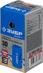 ЗУБР 30 мм, сталь Р6М5, Биметаллическая коронка (29531-030)