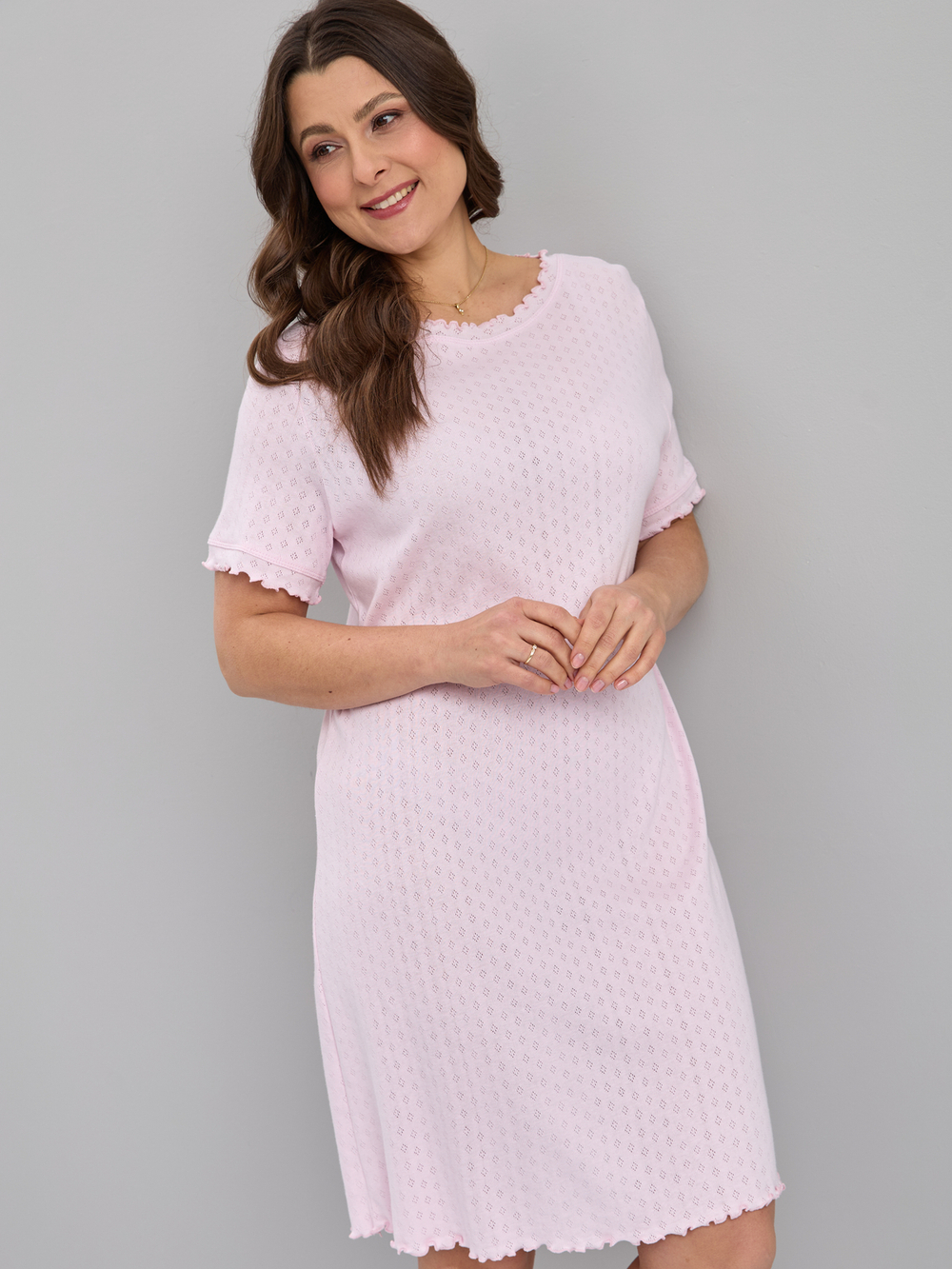 Ночная сорочка Ср-184/ажуррозовый-ромбики