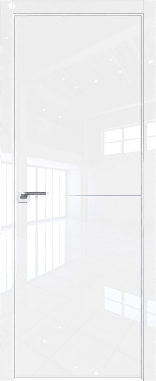 [ТОВАРА НЕТ В НАЛИЧИИ] Дверь межкомнатная Профиль Дорс 112 LK (кромка алюминиевая матовая) (вставка: алюминиевый молдинг 3мм), цвет белый люкс, глянец, глухая