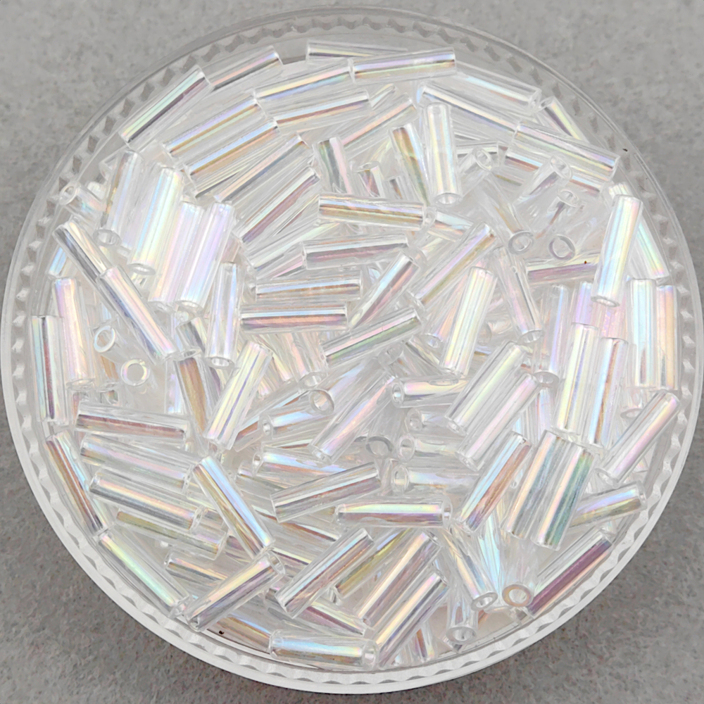 Стеклярус Miyuki Bugle, цвет #0250 (прозрачный, радужный)
