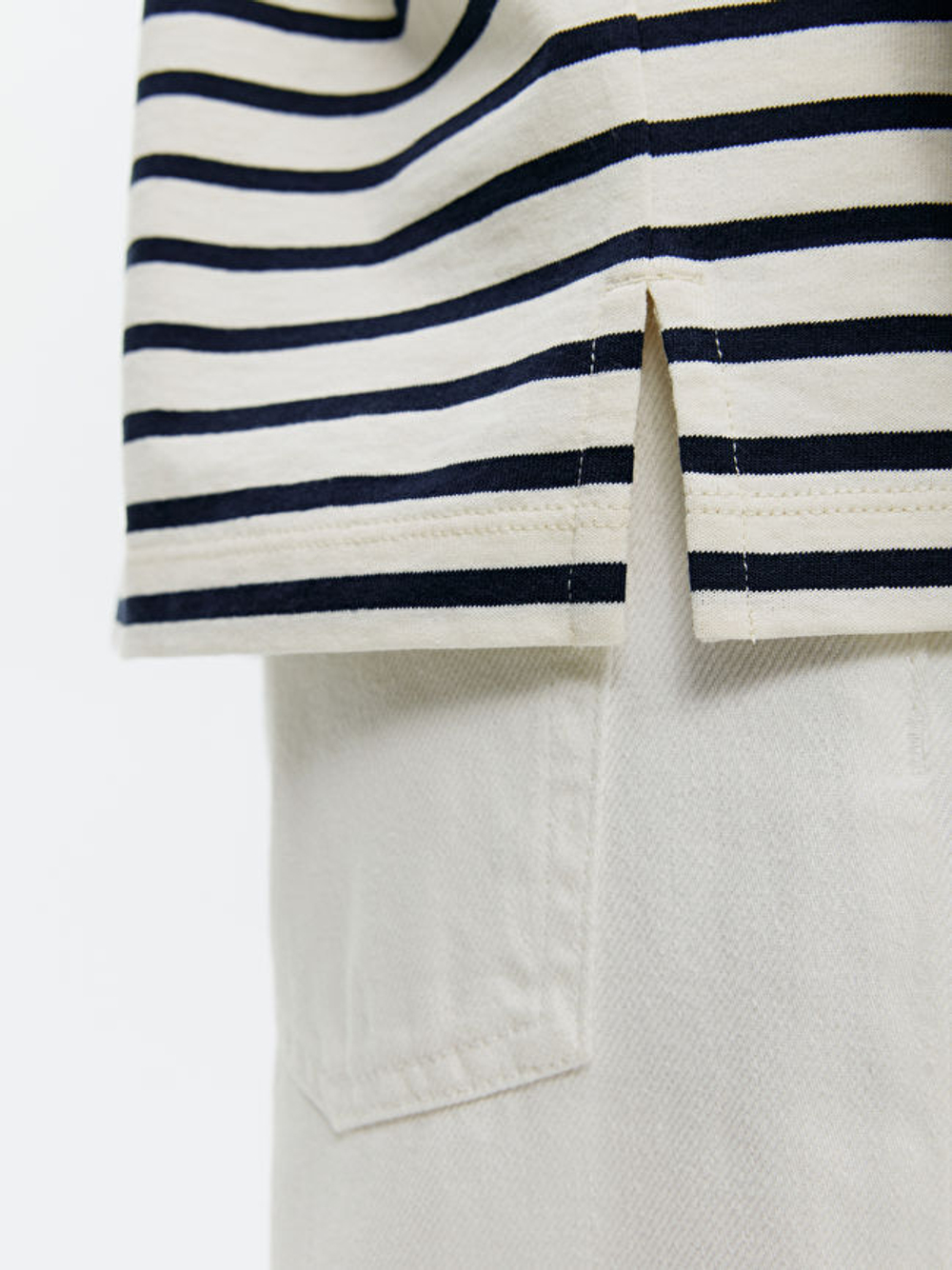 ARKET ФУТБОЛКА С ДЛИННЫМ РУКАВОМ, БЕЛЫЙ/СИНИЙ