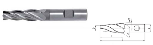 Фреза концевая коническая  DIN 1889 EB 1:10 fi 2.5 KH HSS 0641-559-270608