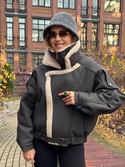 Дубленка матовая графит