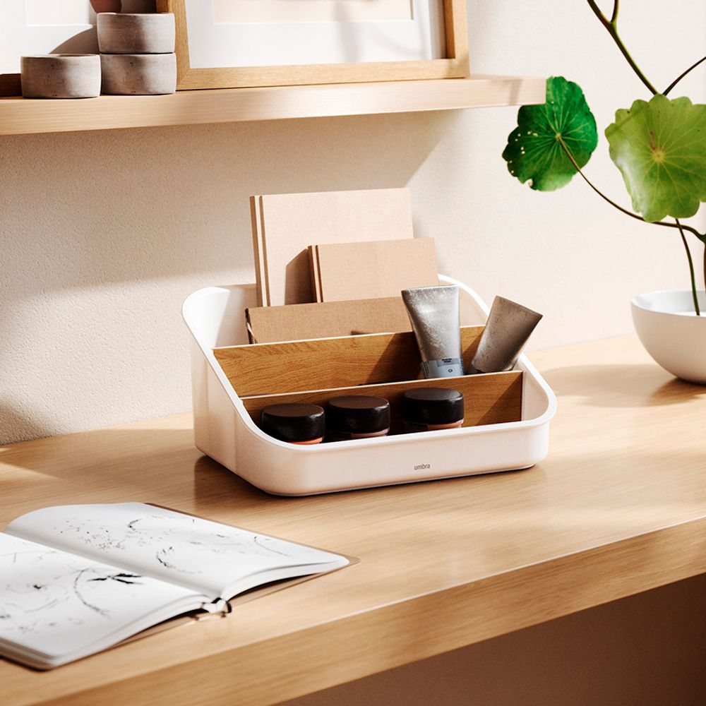 Органайзер Bellwood, 26х13 см, белый/натуральное дерево