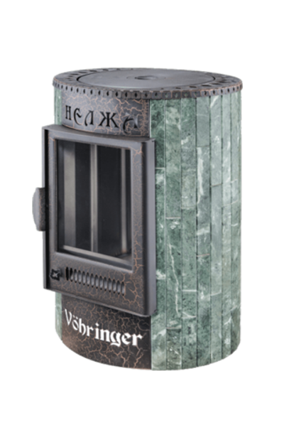 Отопительно-варочная печь Нелжа в каменной облицовке "Ламель"