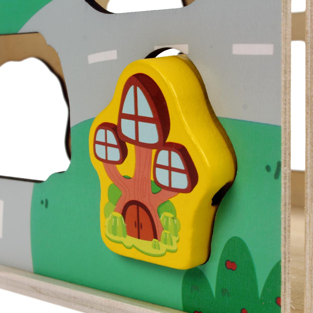 Развивающая игрушка деревянная Сортер обьемный треугольный, коробка C-41835