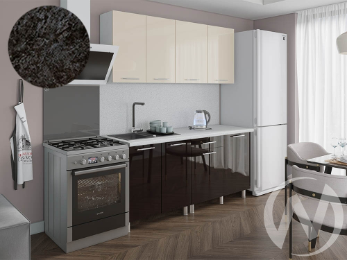 Кухня Нора 1.8м (корпус белый/ваниль; горький шоколад) 26мм кастилло темный