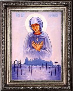 Соловецкая Добрейшая Добрых икона Божьей Матери на холсте в раме.