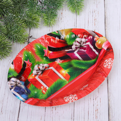 Поднос пластиковый «Новогодние подарки» 19*25см