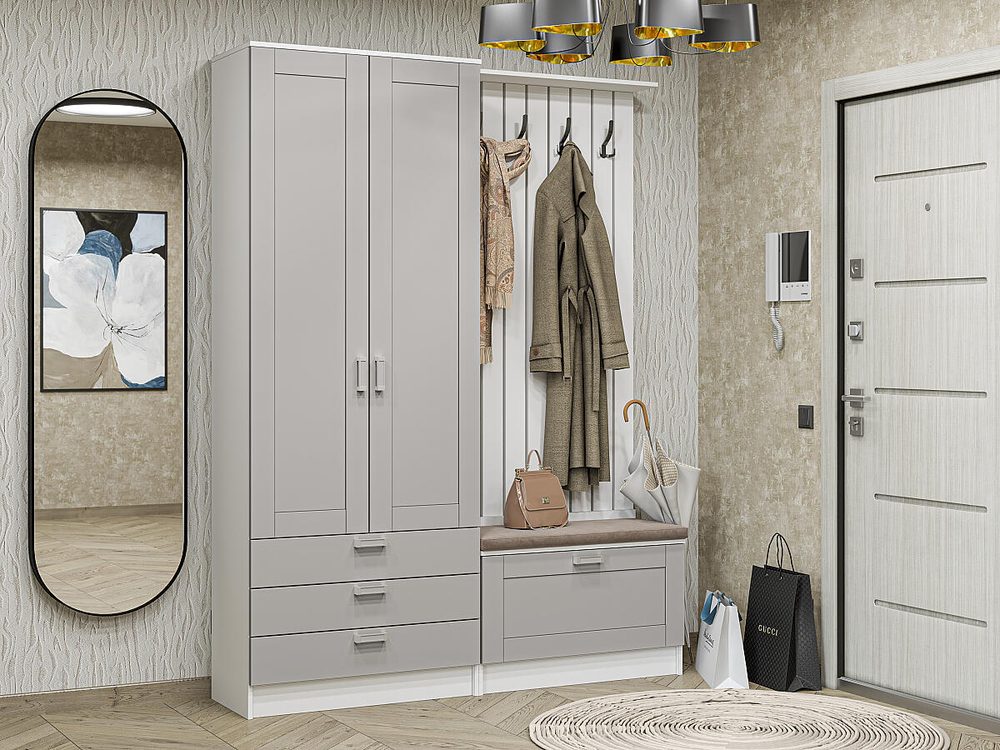 Прихожая Стиль-03 Grey Silk Белый