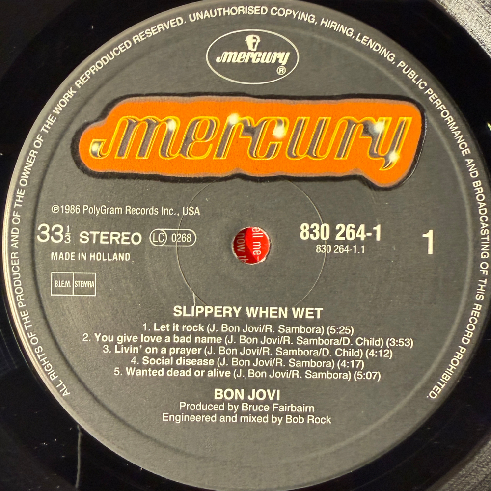 Bon Jovi - Slippery When Wet (Голландия 1986г.)