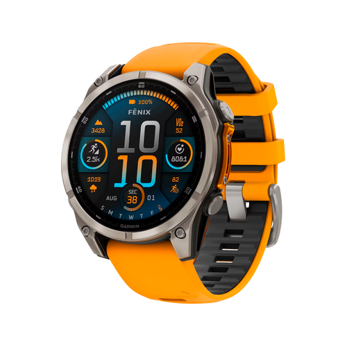 Умные часы Garmin Fenix 8, 47мм, Amoled Sapphire Titanium Orange (010-02904-11)