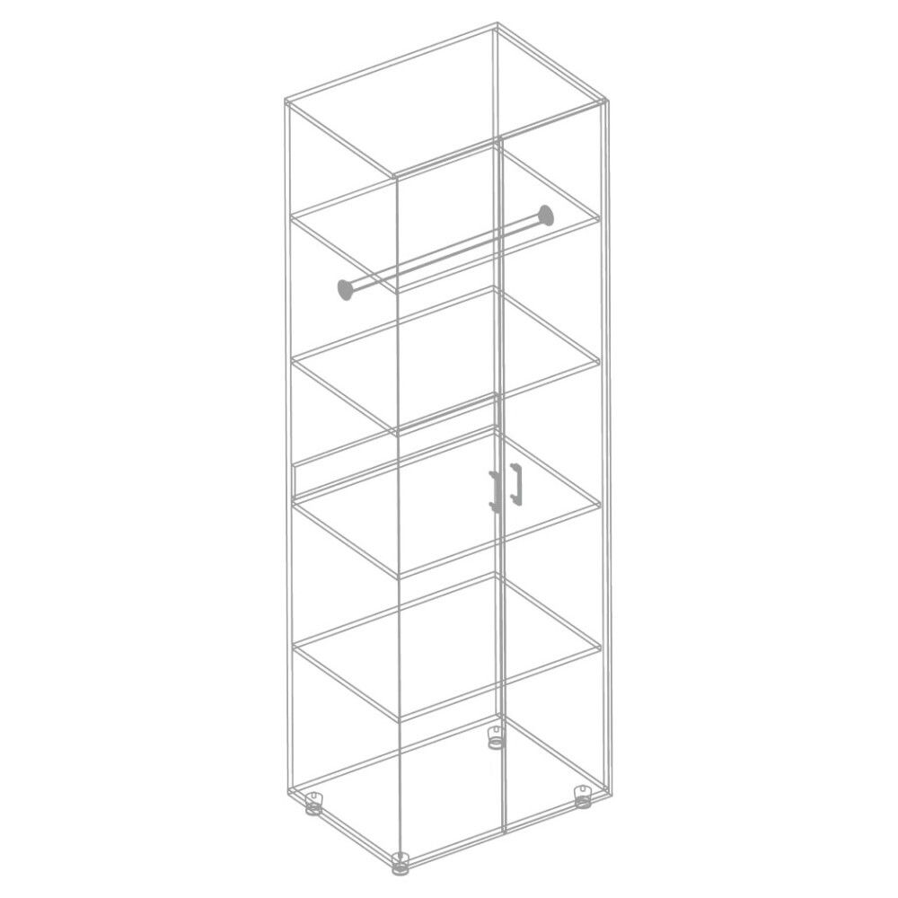 Шкаф 2-ств с полками (+штанга) МС "Сандра" (Белый лофт),