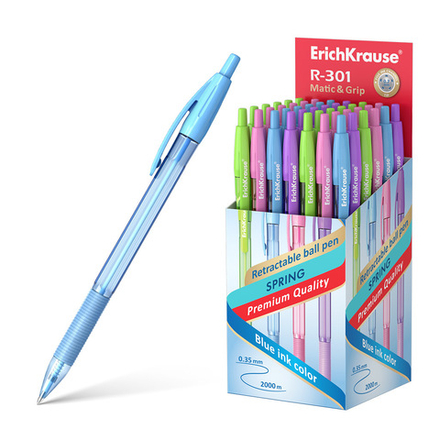 Ручка шар. ЕК R-301 Spring Matic Grip автомат, 0,7мм, синяя
